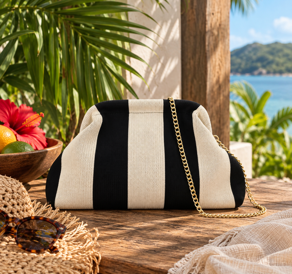 SAC BANDOULIERE RAYE BLANC ET NOIR